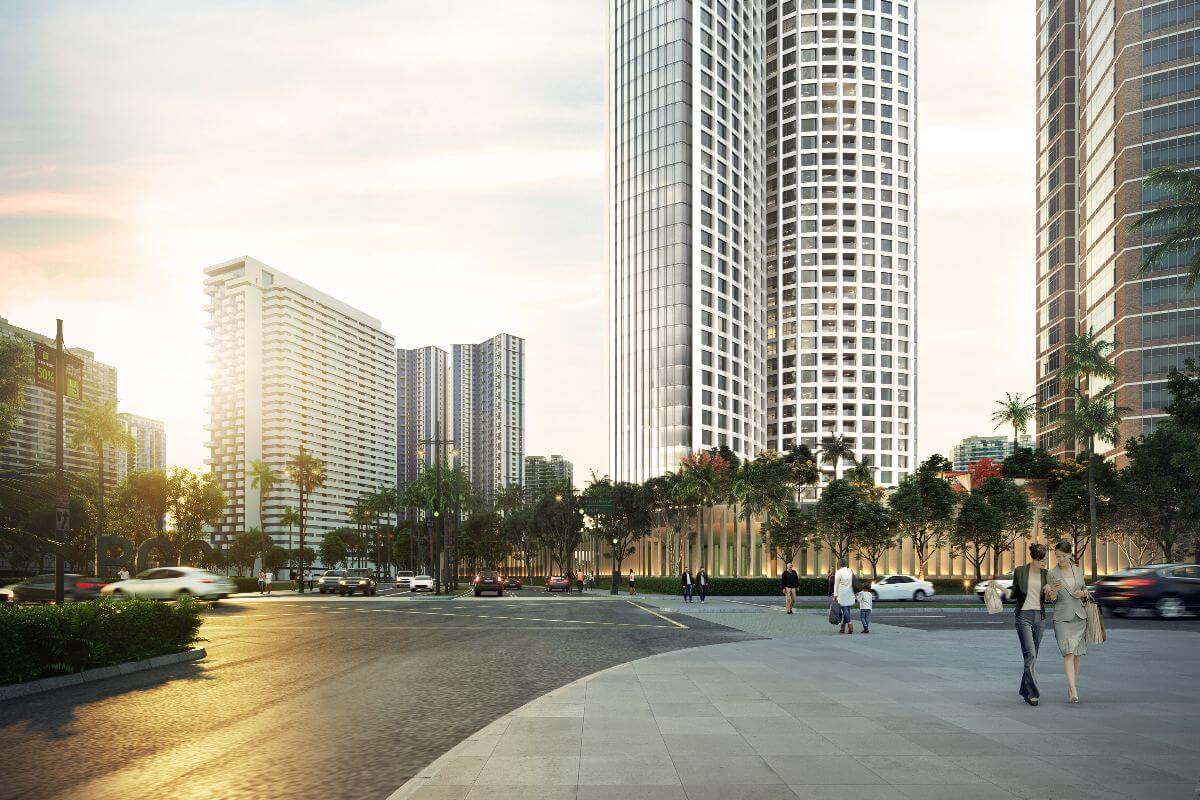 Premium pre-selling condominium tower along a Fort Bonifacio city street