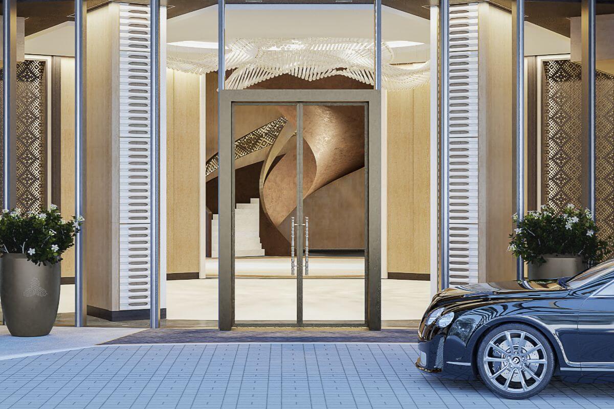 Aurelia Residences entrance with luxury drop-off area