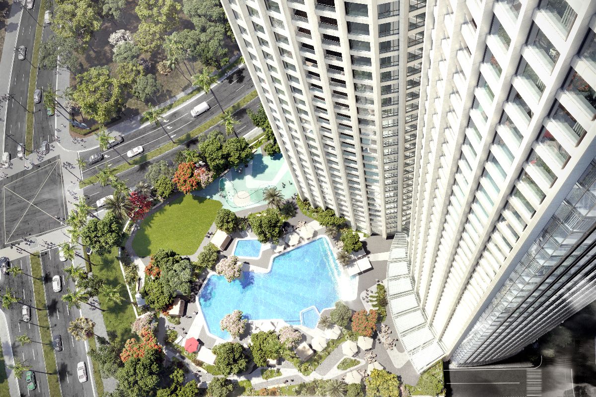 A render of the exterior at Aurelia Residences