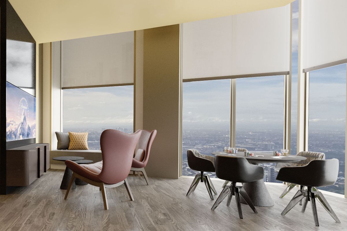 A render of the family space in the 3-Bedroom units