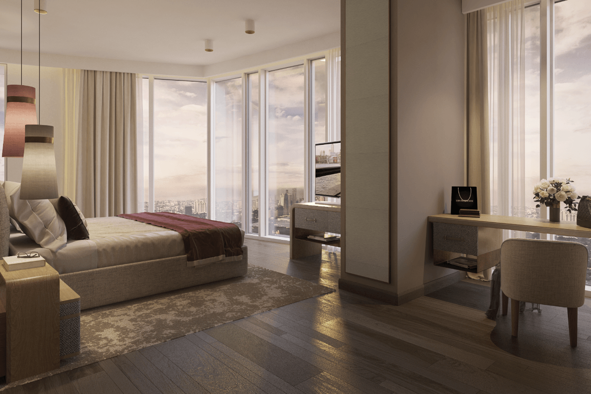 Another three-bedroom unit at Aurelia Residences, showcasing a spacious layout, premium finishes, and sophisticated modern interior design.