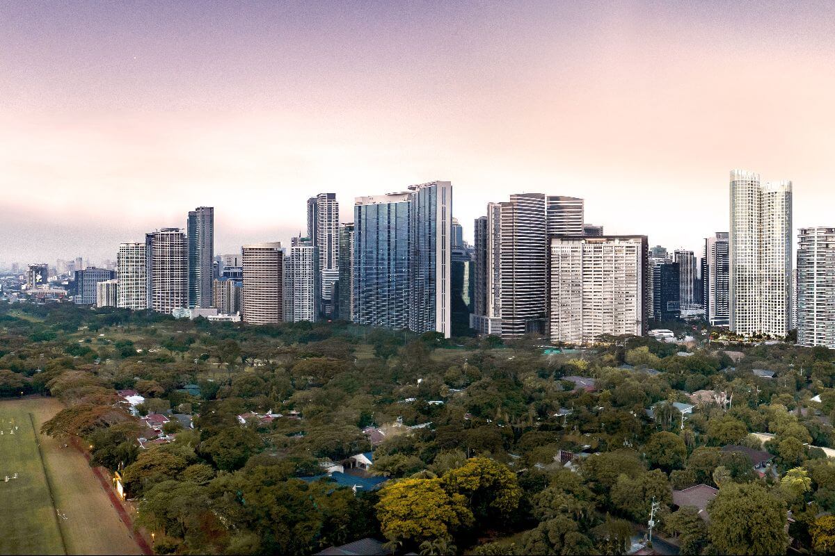 Bonifacio Global City skyline surrounded by greenery, showing the balance of urban living and open space
