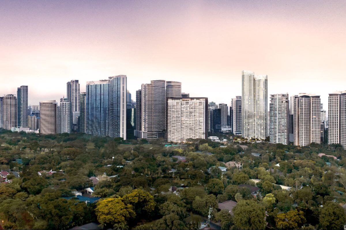 Bonifacio Global City skyline surrounded by greenery, showcasing luxury residential living in Taguig